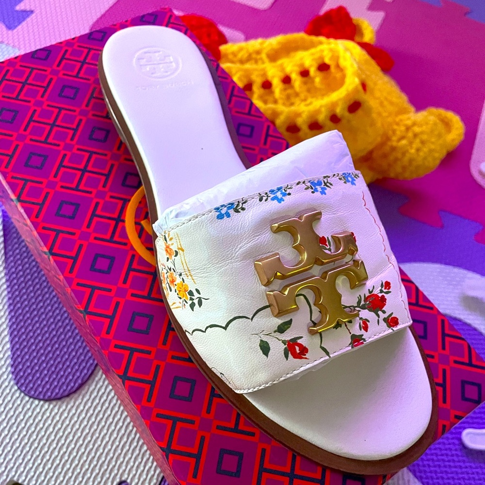 Tory Burch printed everly slides